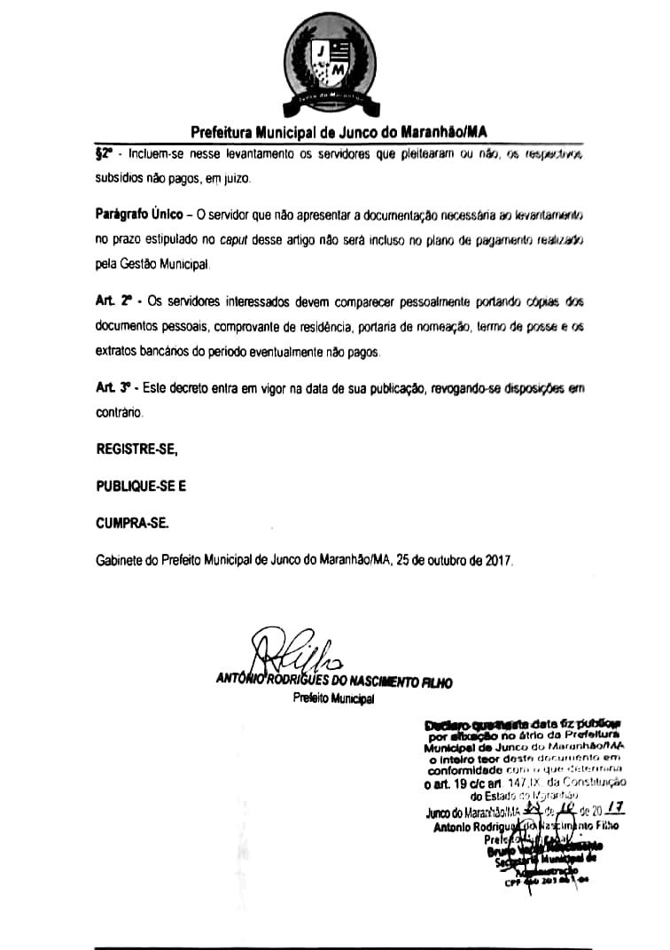 Prefeito de Junco do Maranhão celebra pacto de pagamentos de salários da gestão anterior